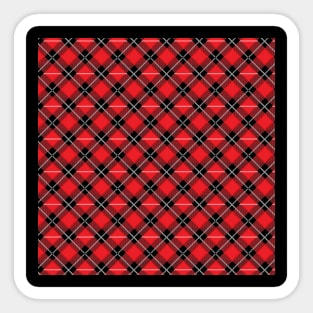 Diagonal Red and Black Flannel-Plaid Pattern Sticker